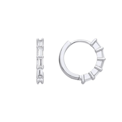 Sterling Silver CZ Huggie Hoop Earrings - EAG1401