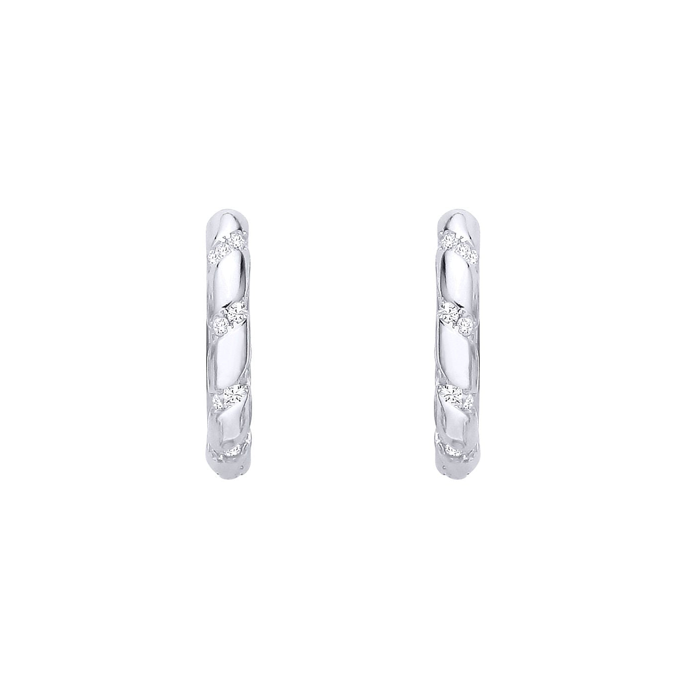 Sterling Silver Moondust Twist Huggie Hoop Earrings - EAG1402