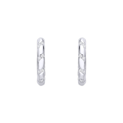 Sterling Silver Moondust Twist Huggie Hoop Earrings - EAG1402