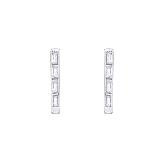 Sterling Silver Rectangle Half Hoop Earrings - EAG1403