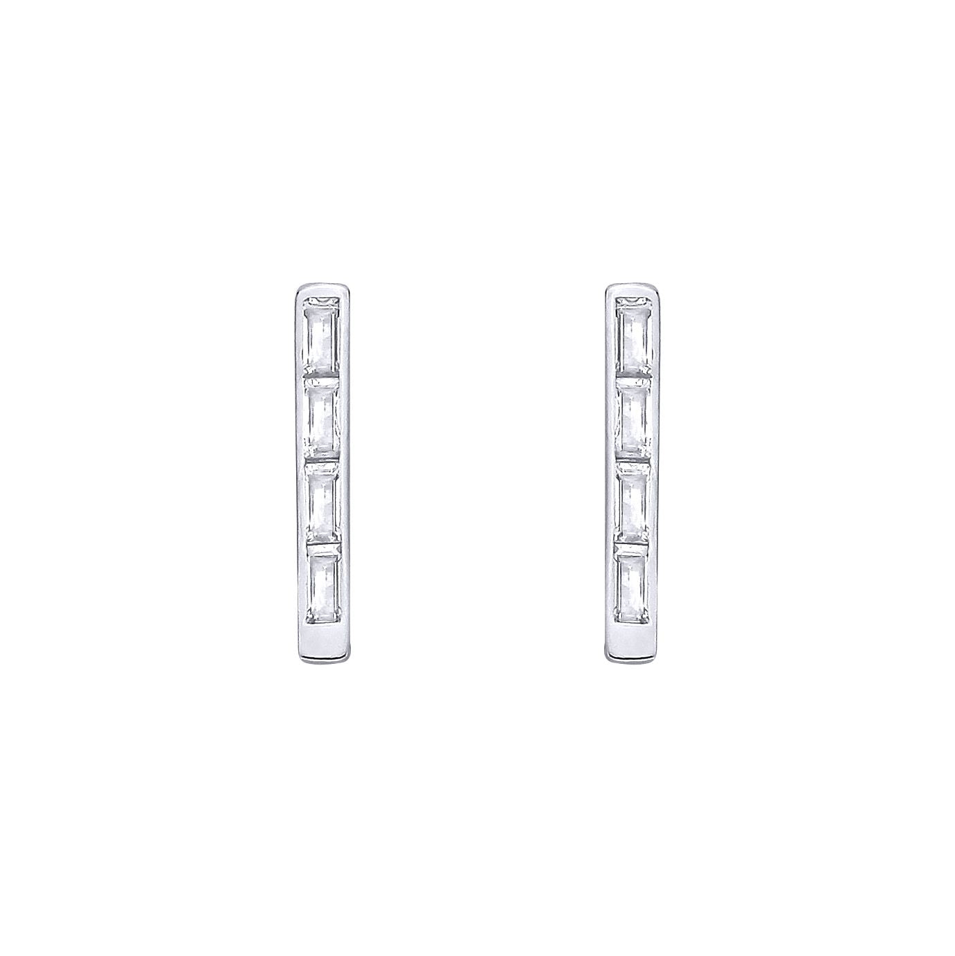 Sterling Silver Rectangle Half Hoop Earrings - EAG1403