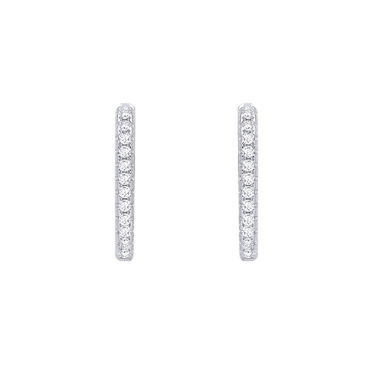 Sterling Silver CZ Rectangle Huggie Hoop Earrings - EAG1406