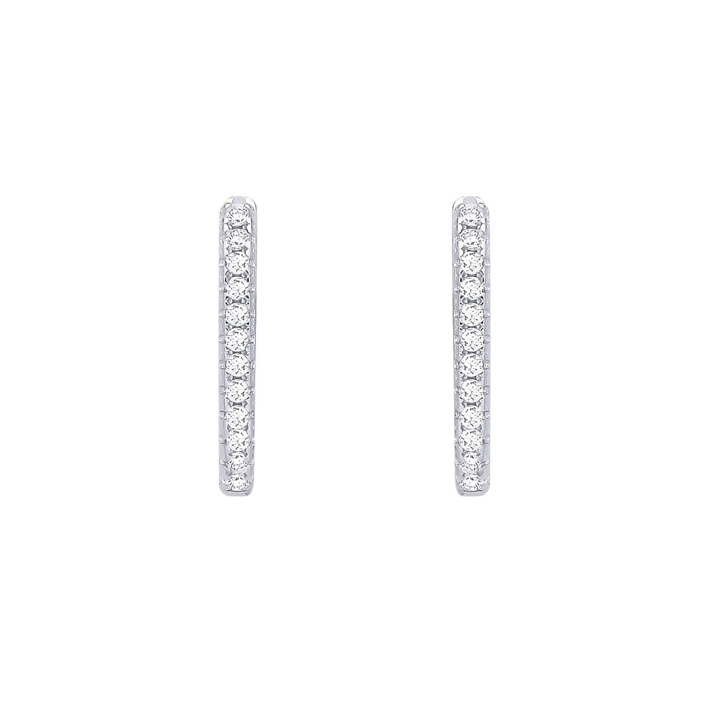 Silver  CZ Oval Hoop Eternity Drop Earrings - EAG1406