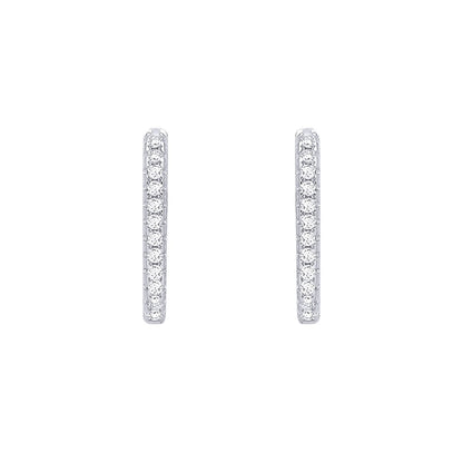 Silver  CZ Oval Hoop Eternity Drop Earrings - EAG1406