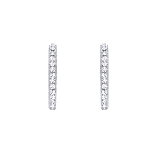 Silver  CZ Oval Hoop Eternity Drop Earrings - EAG1406