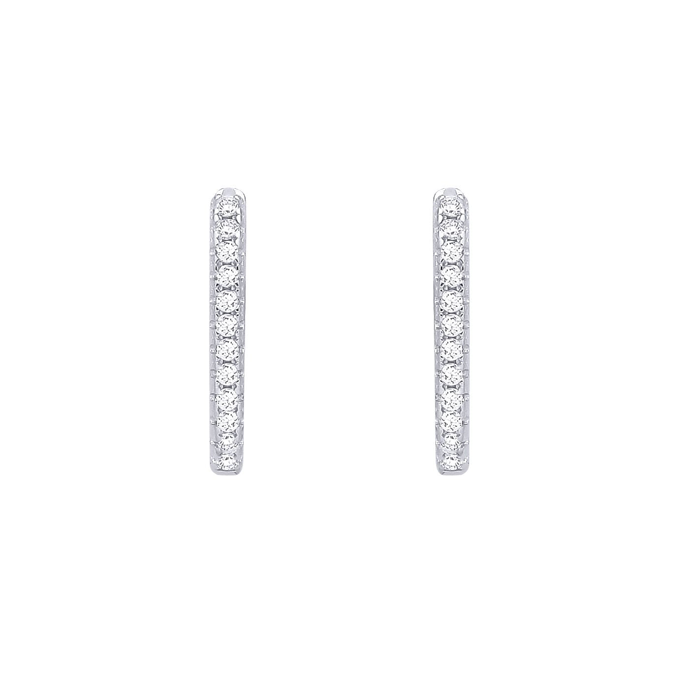 Sterling Silver CZ Rectangle Huggie Hoop Earrings - EAG1406