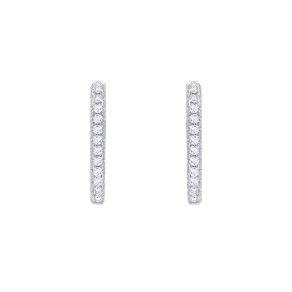 Sterling Silver CZ Rectangle Huggie Hoop Earrings - EAG1406
