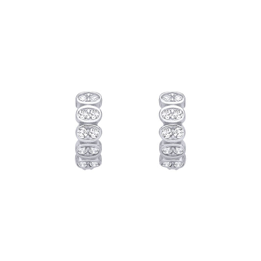 Sterling Silver CZ Mini Huggie Hoop Earrings - EAG1410