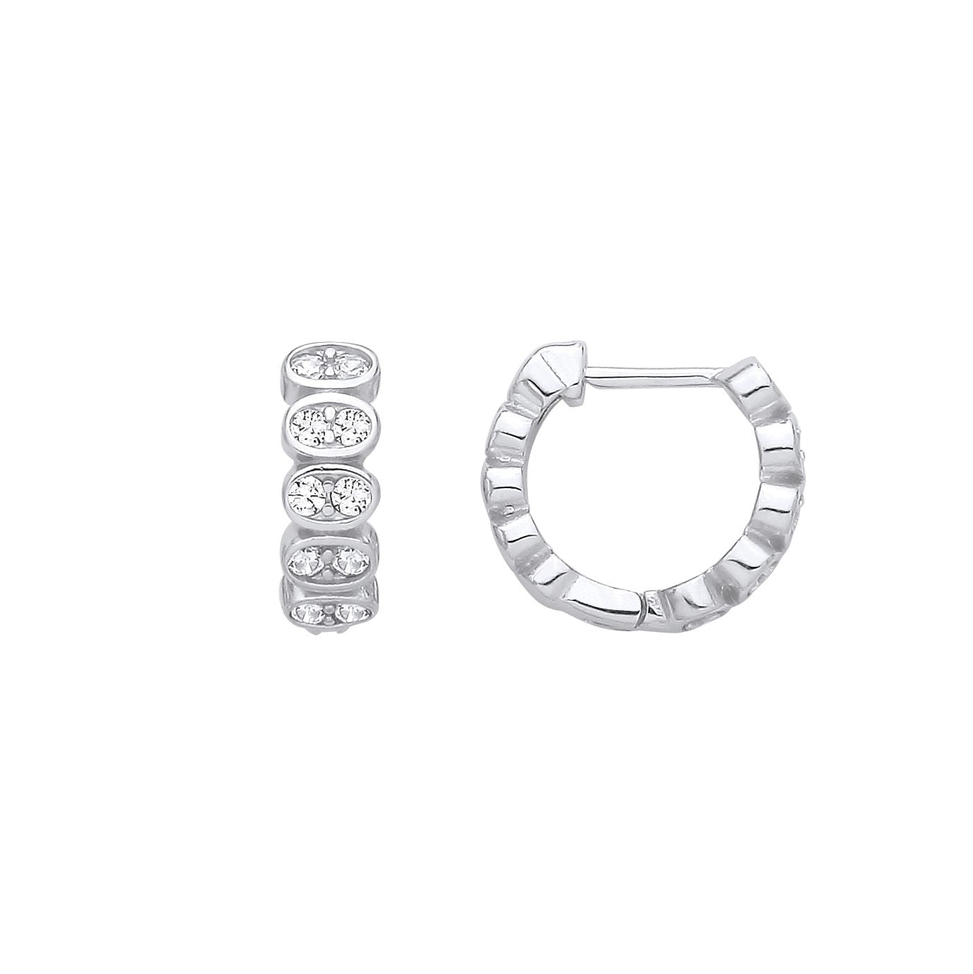 Sterling Silver CZ Mini Huggie Hoop Earrings - EAG1410