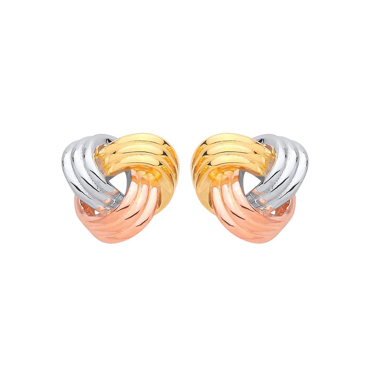 3-Colour Silver  Intertwined Triple Love Knot Drop Earrings - EAG1413