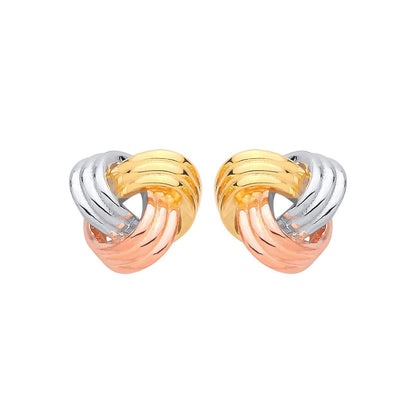 3-Colour Silver  Intertwined Triple Love Knot Drop Earrings - EAG1413