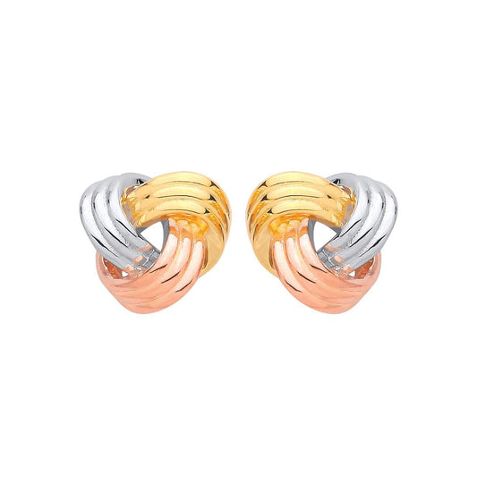 3-Colour Silver  Intertwined Triple Love Knot Drop Earrings - EAG1413