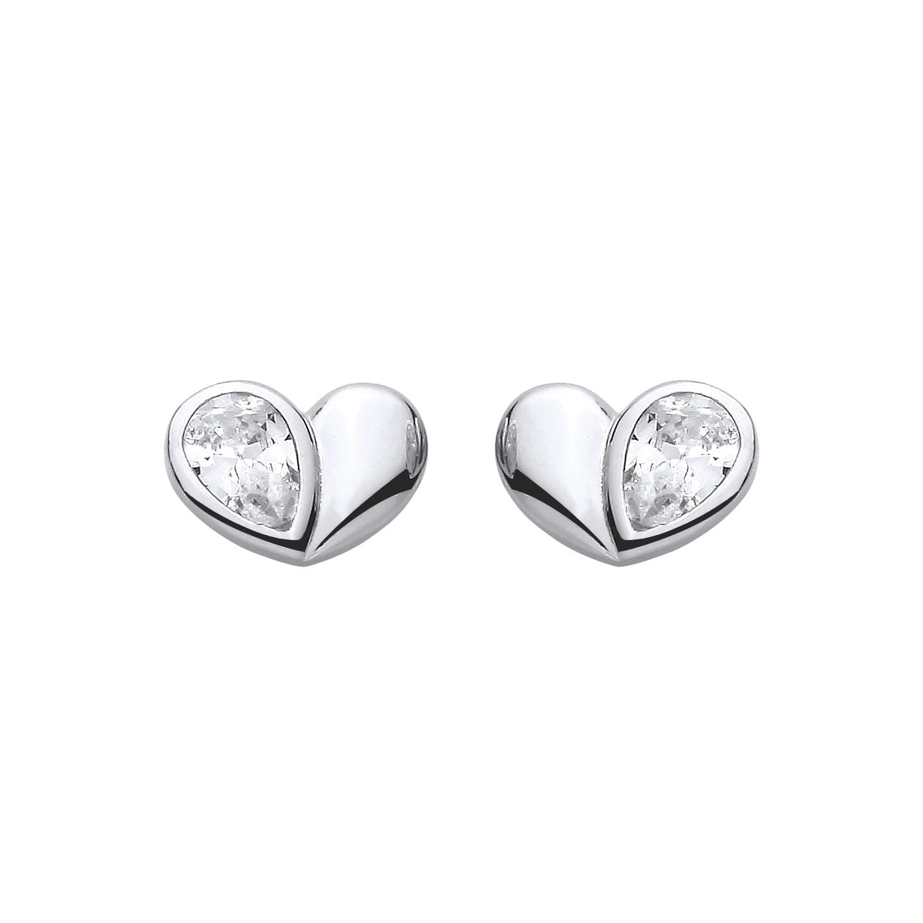 Sterling Silver CZ Heart Stud Earrings - EAG1419