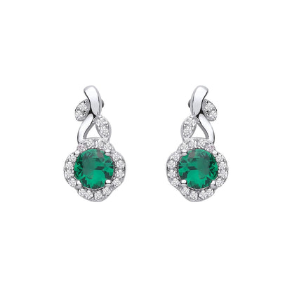 Sterling Silver CZ & Emerald Petal Pendant - EAG1423