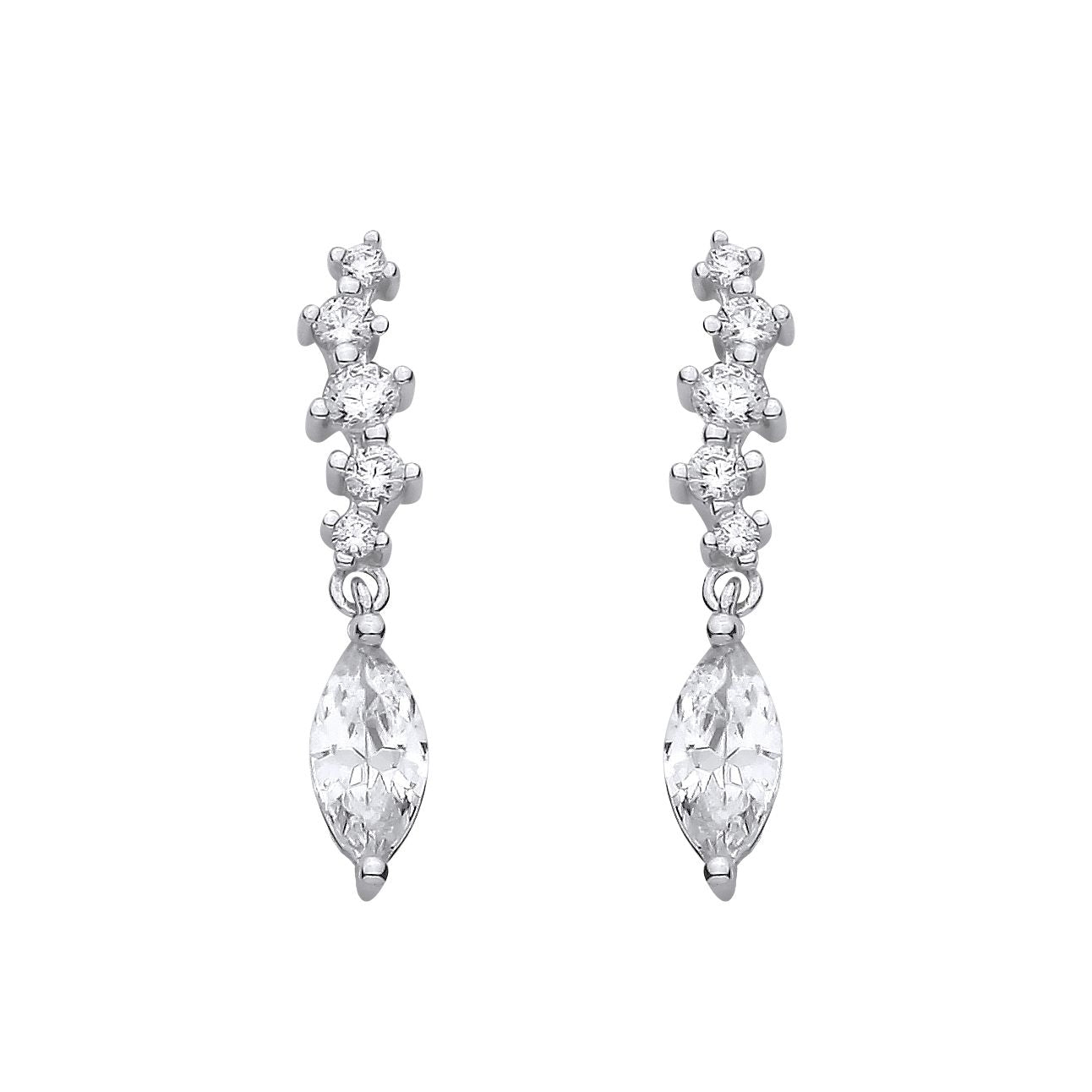 Sterling Silver CZ Cascade Drop Earrings - EAG1425