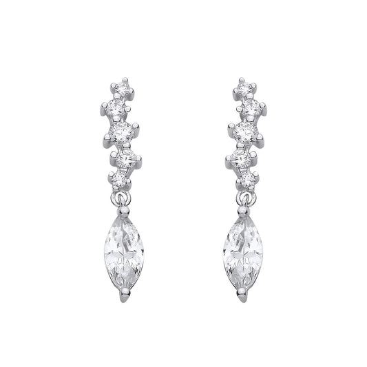 Sterling Silver CZ Cascade Drop Earrings - EAG1425