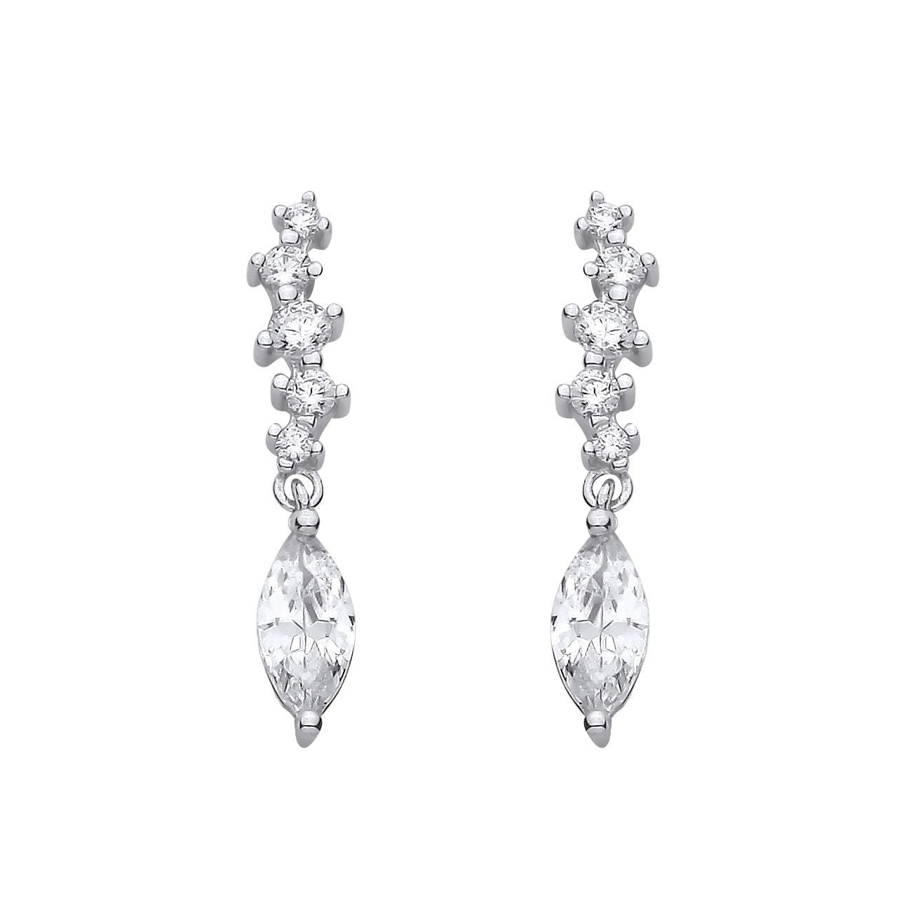 Silver  Marquise CZ ZigZag Constellation Solitaire Drop Earrings - EAG1425