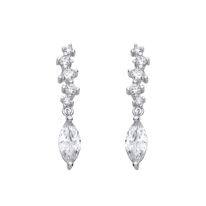 Silver  Marquise CZ ZigZag Constellation Solitaire Drop Earrings - EAG1425