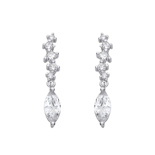 Silver  Marquise CZ ZigZag Constellation Solitaire Drop Earrings - EAG1425
