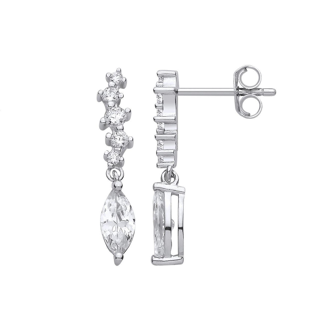 Silver  Marquise CZ ZigZag Constellation Solitaire Drop Earrings - EAG1425