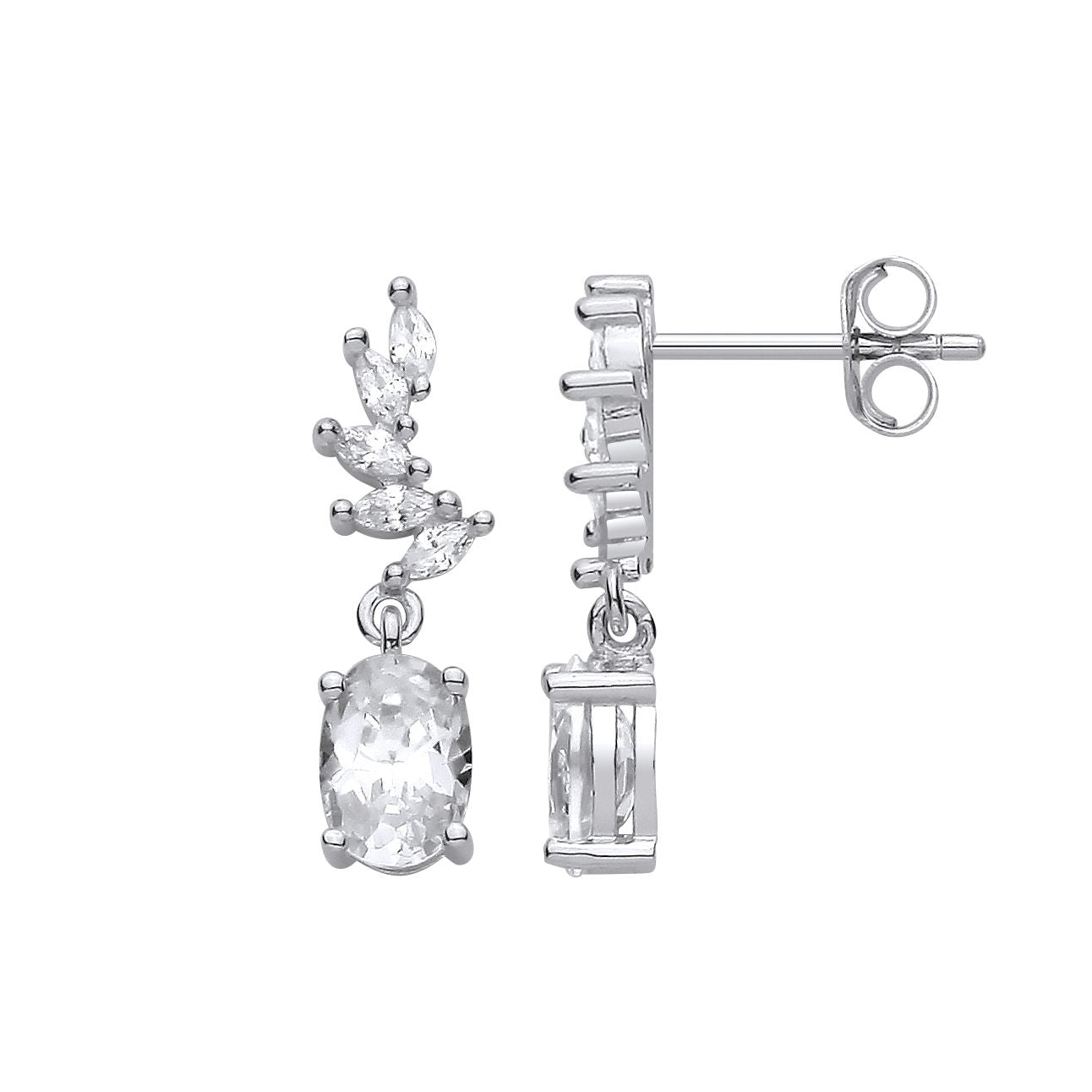 Sterling Silver CZ Fancy Drop Earrings - EAG1427