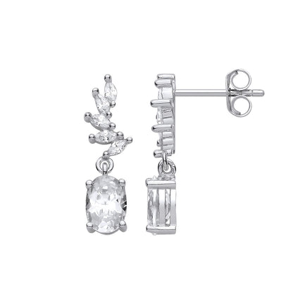 Sterling Silver CZ Fancy Drop Earrings - EAG1427