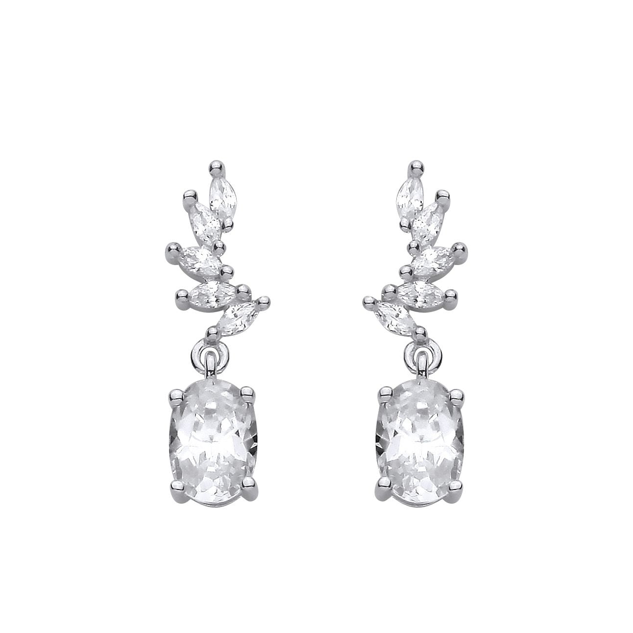 Sterling Silver CZ Fancy Drop Earrings - EAG1427