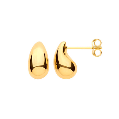 Gilded Silver  Molten Puffed Organic Teardrop Pear Drop Earrings - EAG1438