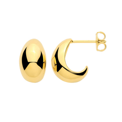 Gilded Silver  Molten Puffed Teardrop Pear J-Hoop Drop Earrings - EAG1442