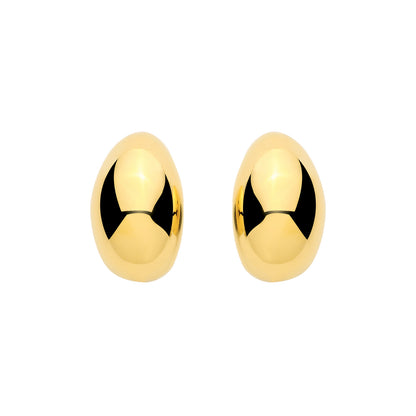 Gilded Silver  Molten Puffed Teardrop Pear J-Hoop Drop Earrings - EAG1442