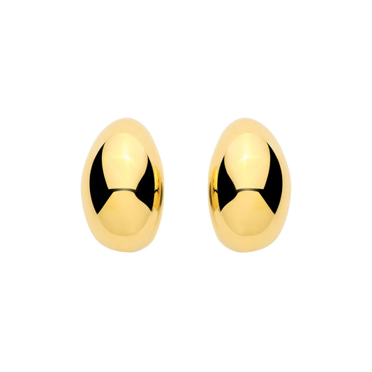 Gilded Silver  Molten Puffed Teardrop Pear J-Hoop Drop Earrings - EAG1442