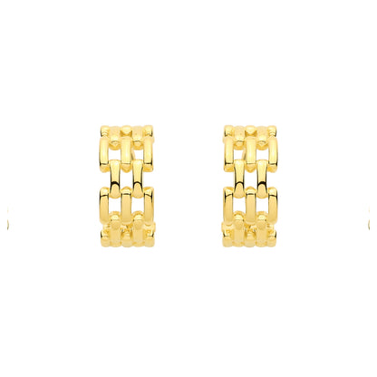 Gilded Silver  Panther Link Half Hoop Drop Earrings - EAG1443