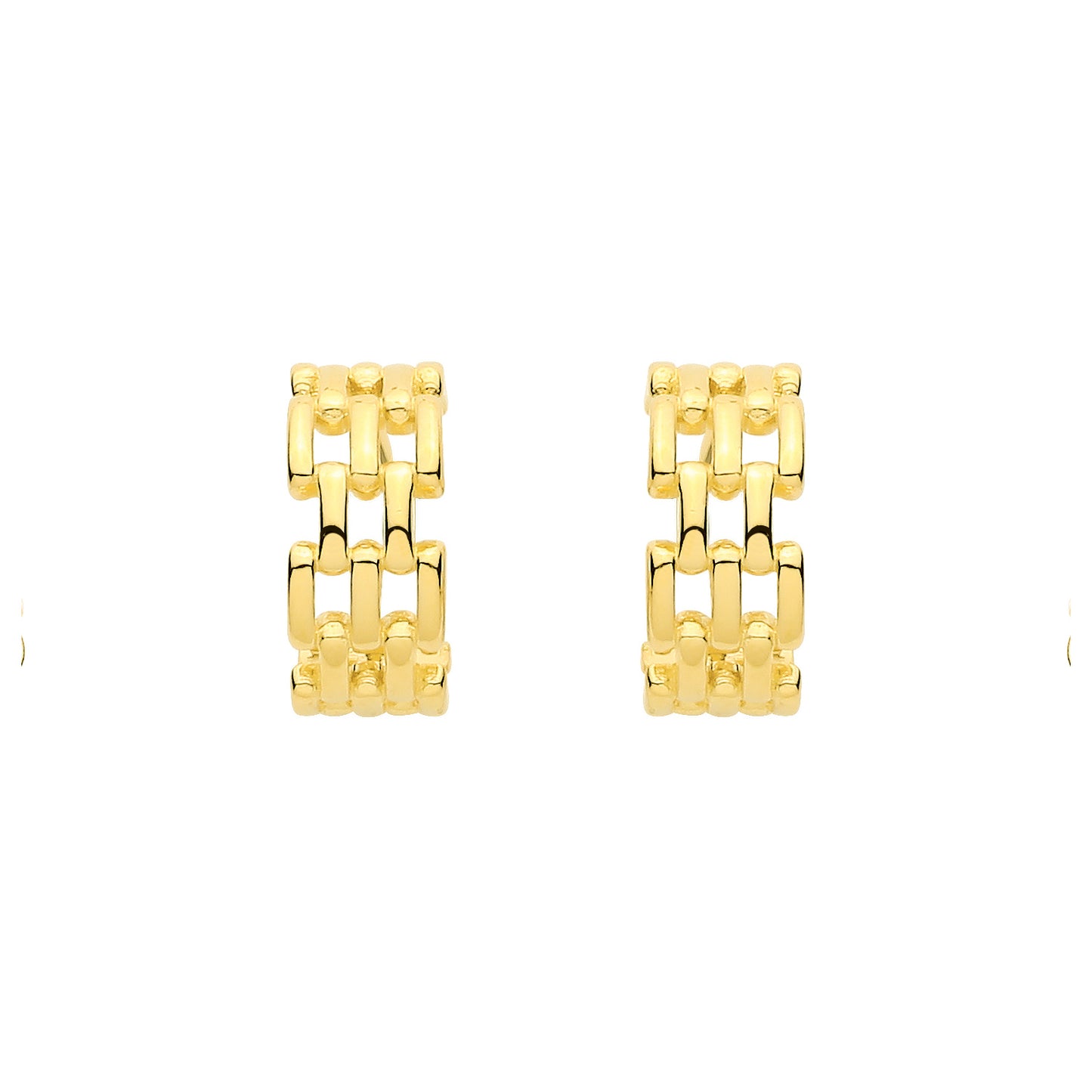 Gilded Silver  Panther Chain Link 3/4 J-Hoop Drop Earrings - EAG1443