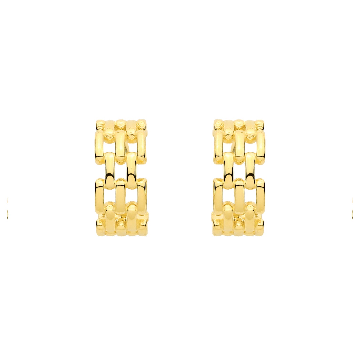 Gilded Silver  Panther Chain Link 3/4 J-Hoop Drop Earrings - EAG1443
