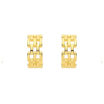 Gilded Silver  Panther Chain Link 3/4 J-Hoop Drop Earrings - EAG1443