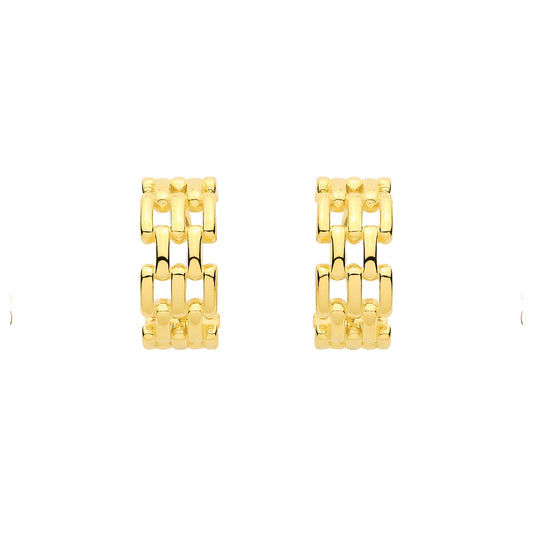 Gilded Silver  Panther Link Half Hoop Drop Earrings - EAG1443