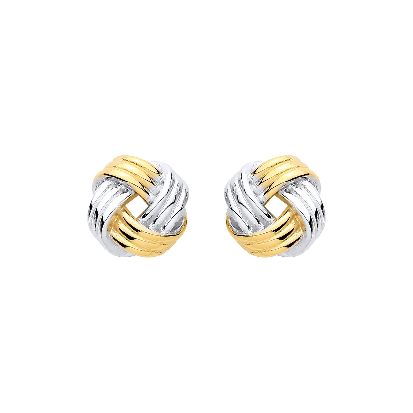 Gilded Silver  Square Ribbed Knot Stud Drop Earrings - EAG1444