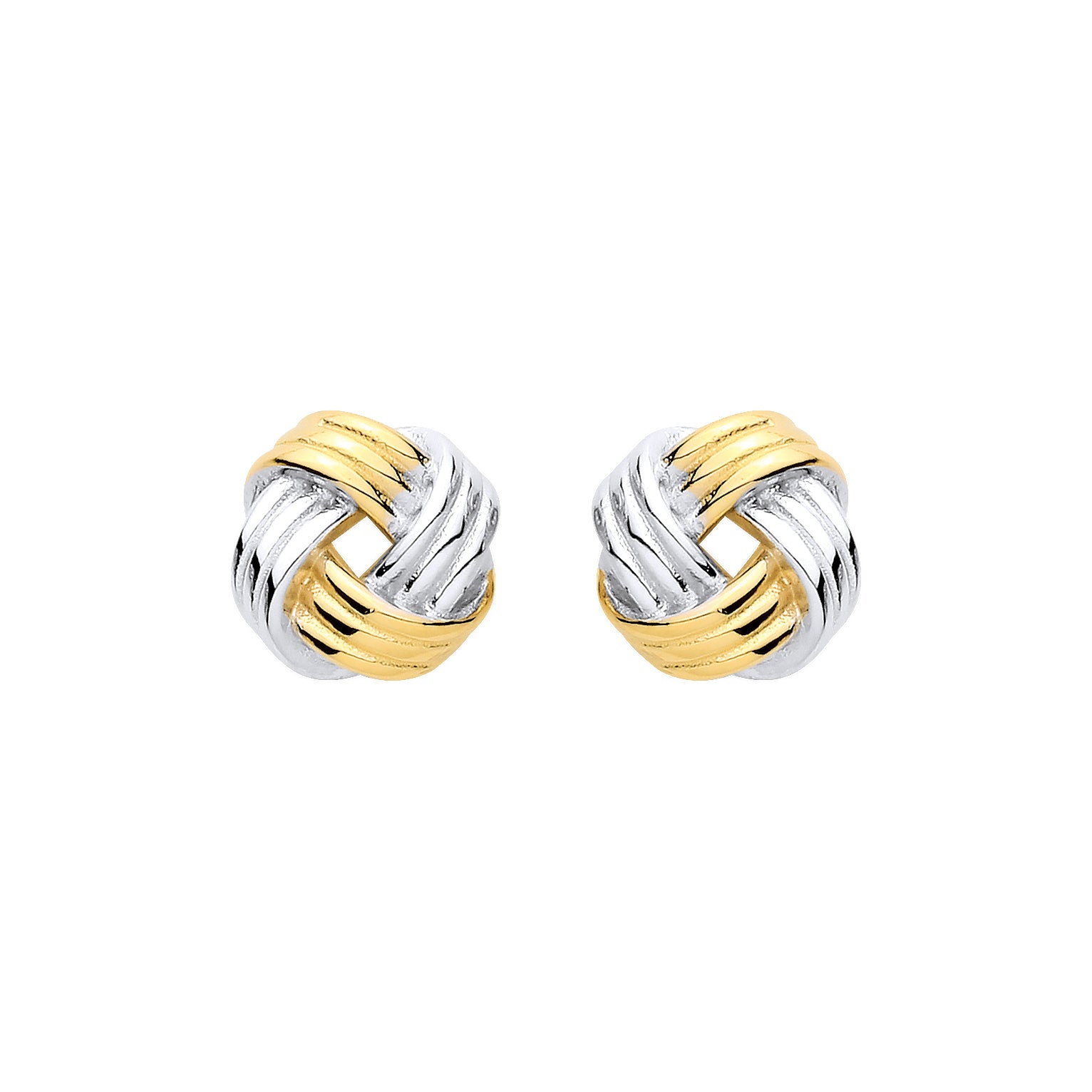 Gilded Silver  Square Ribbed Knot Stud Drop Earrings - EAG1444