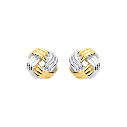 Gilded Silver  2-Tone Square Love Knot Drop Earrings - EAG1444