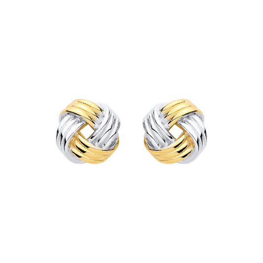 Gilded Silver  2-Tone Square Love Knot Drop Earrings - EAG1444