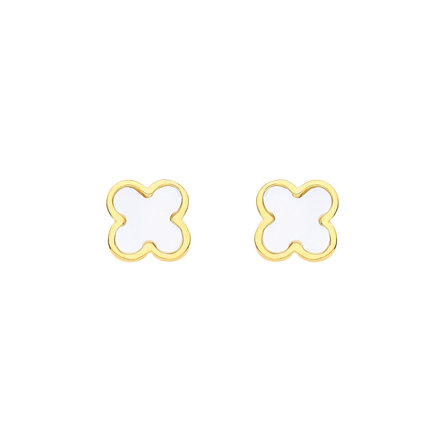 Gilded Silver  Irridescent Clover Flower MOP Minimal Stud Earrings - EAG1446