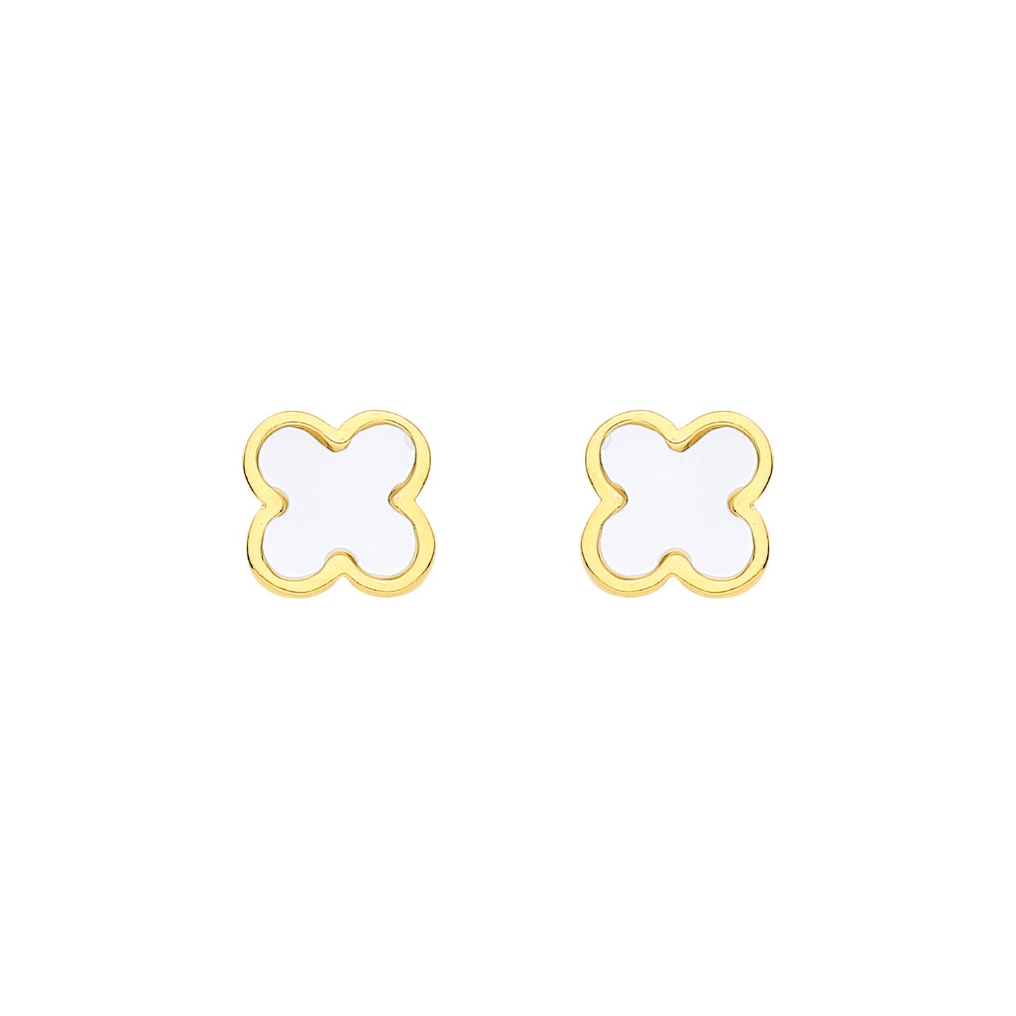 Gold-plated Silver  Irridescent MOP 4 Leaf Clover Stud Earrings - EAG1446