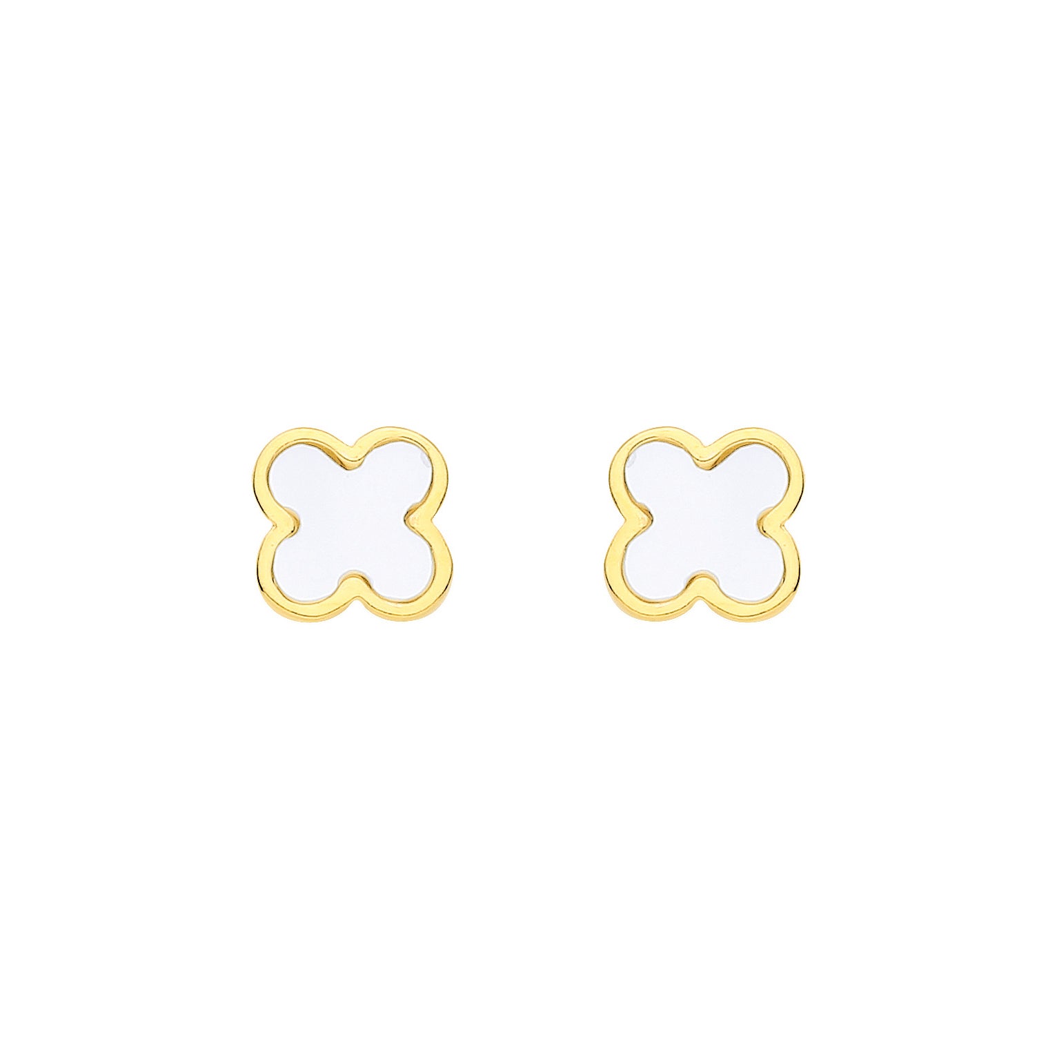 Gold-plated Silver  Irridescent MOP 4 Leaf Clover Stud Earrings - EAG1446