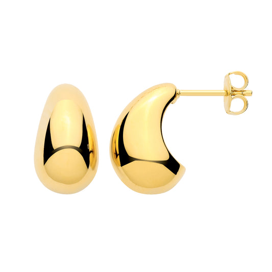 Gilded Silver  Tapered Dome Pear Drop Earrings - EAG1447