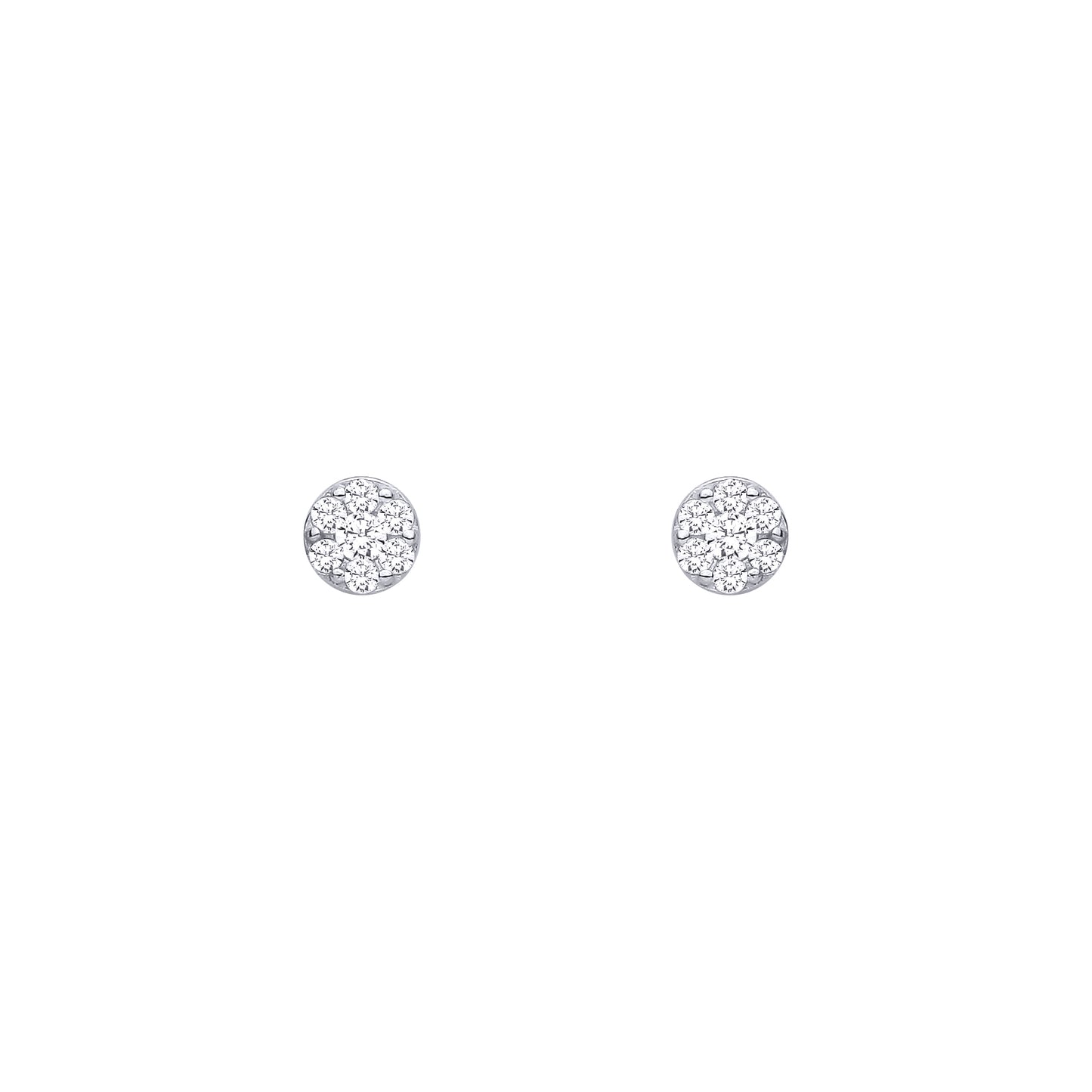 Silver  CZ Round Stud Earrings - EAG1461