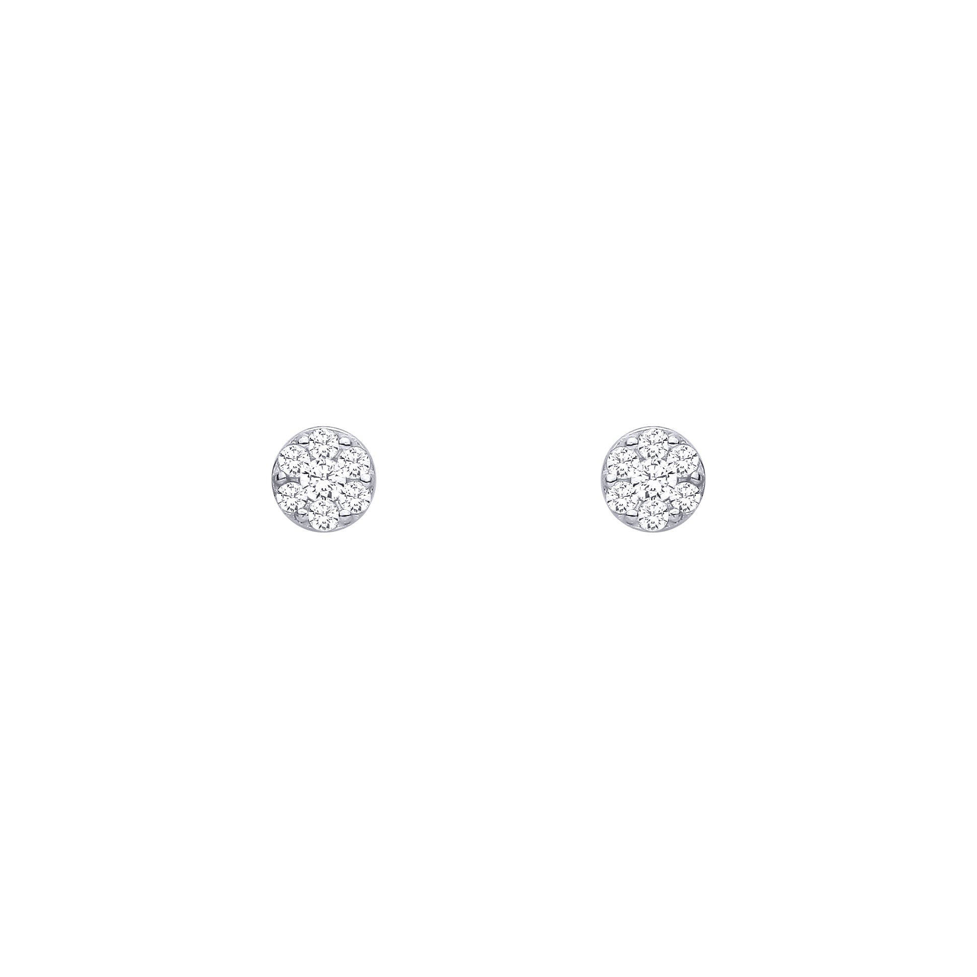 Silver  CZ Round Stud Earrings - EAG1461