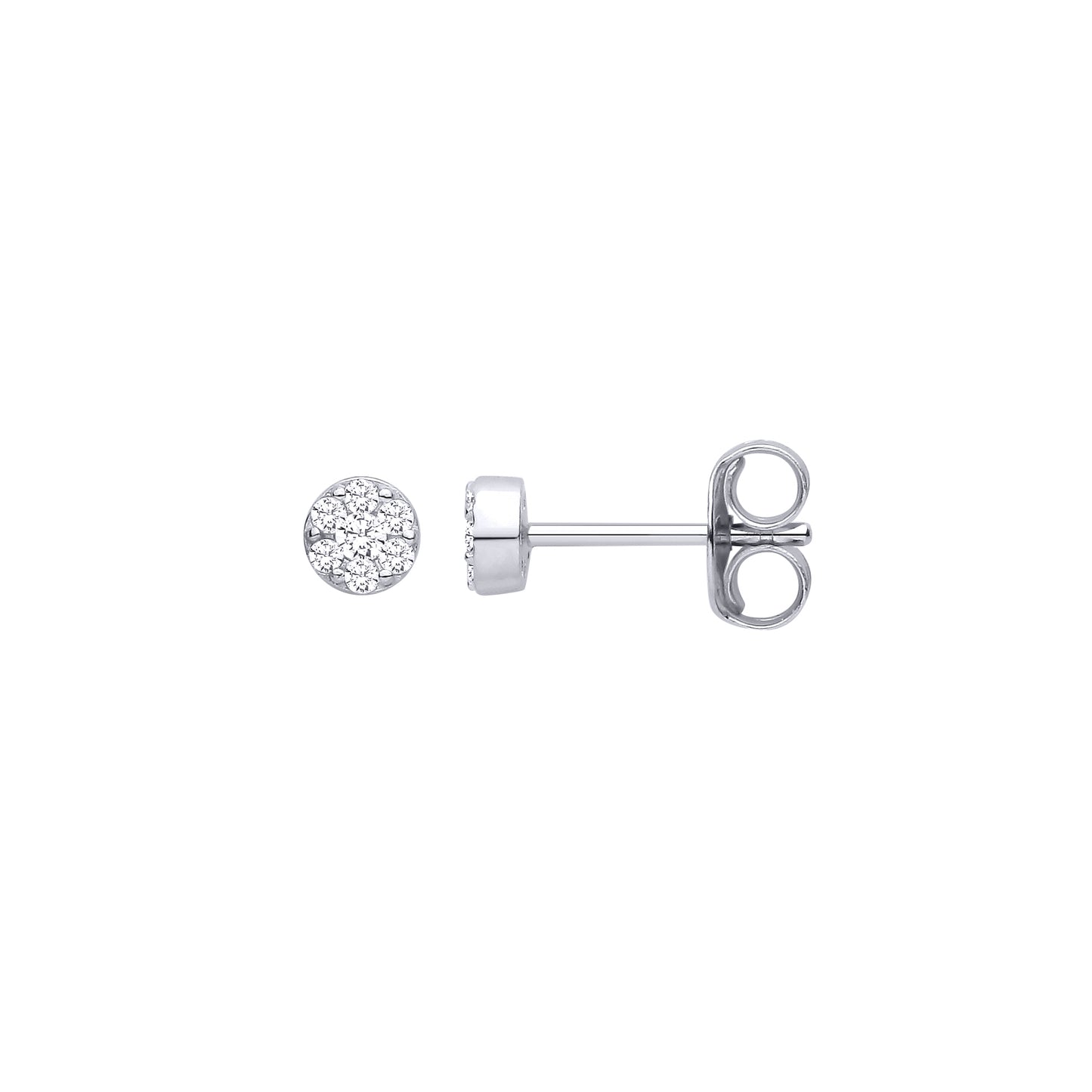 Silver  CZ Round Stud Earrings - EAG1461
