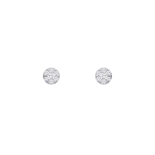 Silver  CZ Round Stud Earrings - EAG1461