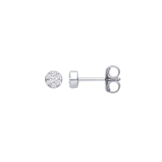 Silver  CZ 7-Stone Daisy Cluster Round Disc Stud Earrings - EAG1461