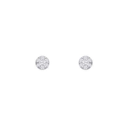 Silver  CZ 7-Stone Daisy Cluster Round Disc Stud Earrings - EAG1461